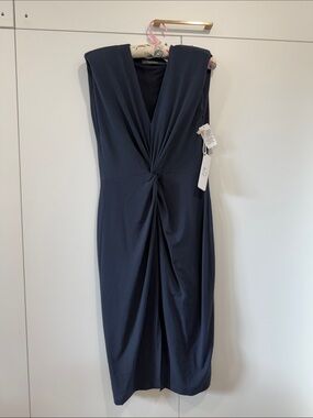 Iris Setlakwe Twist-Front Navy Midi Dress
